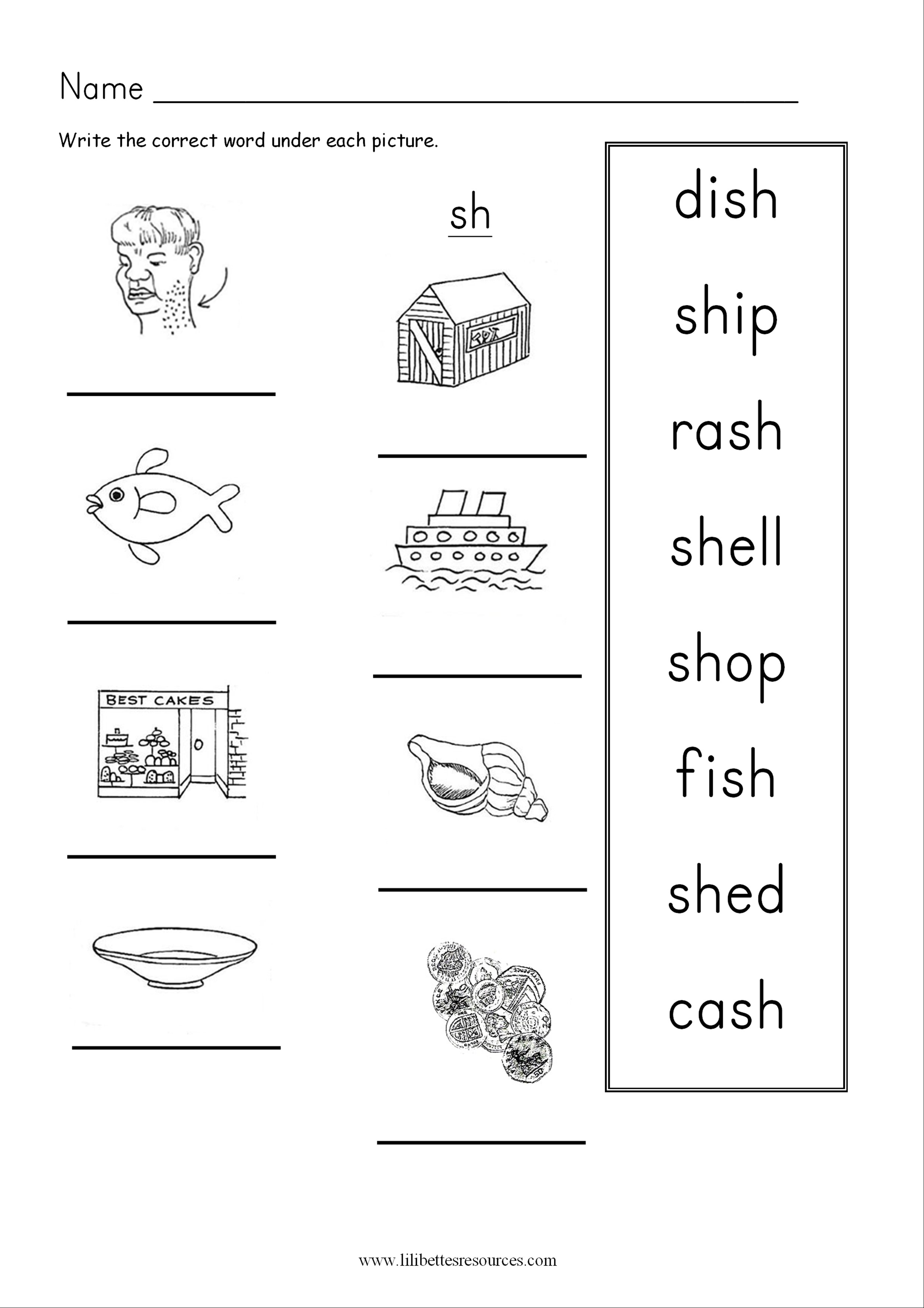 Free Printable Sh Worksheets Grade 1